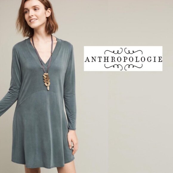 Anthropologie Dresses & Skirts - Anthropologie Dolan Left Coast XS Long Sleeve Dress Blue Green V Neck Mini Toute
